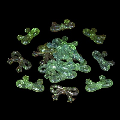 Bowknot with Star UV Plating Luminous Rainbow Iridescent Acrylic Beads LACR-R001-05A-1