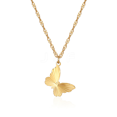 304 Stainless Steel Butterfly Pendant Necklace for Women's Daily Wear DN0180-1
