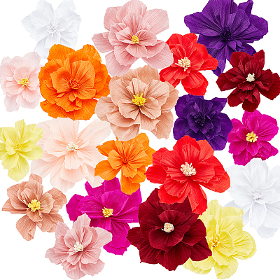 20Pcs 20 Styles Crepe Paper Flowers Decoration for Wall AJEW-WR0001-94-1