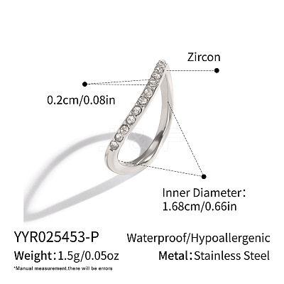 304 Stainless Steel Micro Pave Cubic Zirconia Steel Finger Rings for Women DV2865-2-1