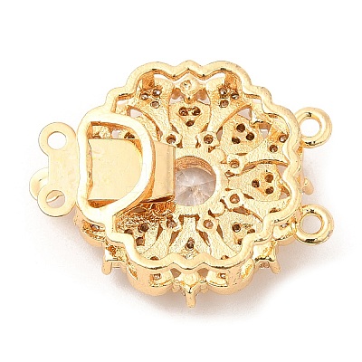Brass Micro Pave Clear Cubic Zirconia Box Clasps KK-E052-01D-G01-1