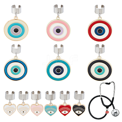 12Pcs Alloy Enamel Stethoscope Pendant Decorations HJEW-OC00147-1