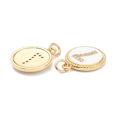 Brass Micro Pave Clear Cubic Zirconia Charms ZIRC-J040-44G-07-1