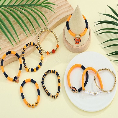 1 Set Handmade Polymer Clay Heishi Beads Stretch Bracelets Set BJEW-SZ0002-67A-01-1