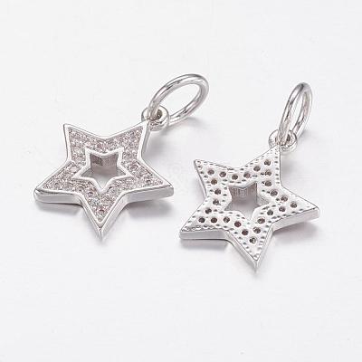 Brass Micro Pave Cubic Zirconia Pendants ZIRC-P064-11P-1