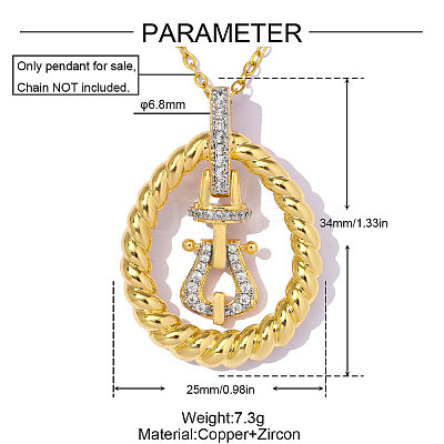 Brass Micro Pave Clear Cubic Zirconia Pendants CU-OY001-82G-1