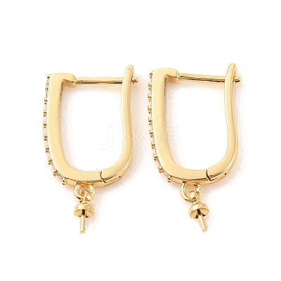 Rack Plating Brass Micro Pave Cubic Zirconia Hoop Earring Finding KK-C021-12G-1