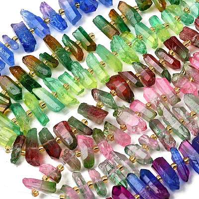 Electroplated Natural Quartz Crystal Beads Strands G-F800-D-1