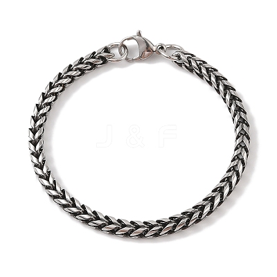 304 Stainless Steel Wheat Chain Bracelets for Men BJEW-B096-36A-AS-1