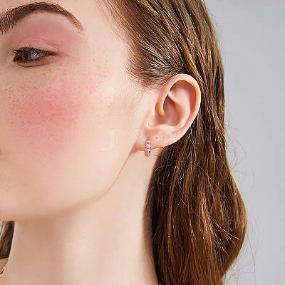 Enamel Striped Thick Hoop Earrings JE1110H-1