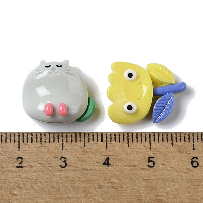 Flower/Snail/Rabbit Funny Cartoon Opaque Resin Decoden Cabochons X-CRES-P031-B-1