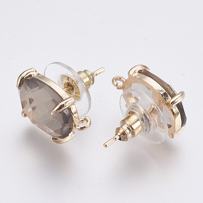 Faceted Glass Stud Earring Findings GLAA-F084-A06-1