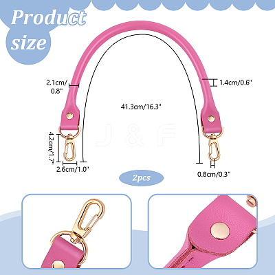 Cowhide Bag Handles with Alloy Swivel Clasps FIND-WH0126-546A-1