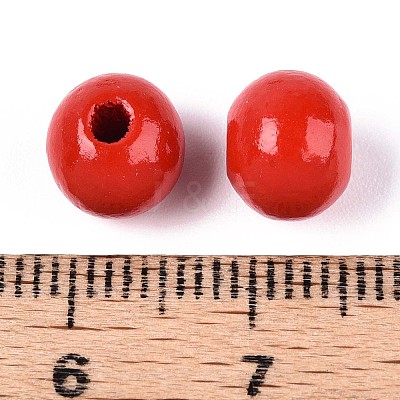 Spray Painted Round Natural Schima Wood Beads WOOD-A018-8mm-07-1