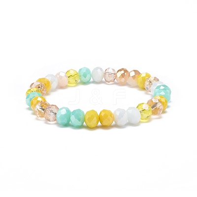 Glass Rondelle Beaded Stretch Bracelet for Women BJEW-JB08709-1