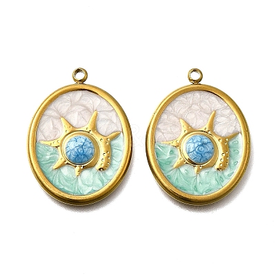 304 Stainless Steel Enamel Pendants STAS-Z163-21G-08-1