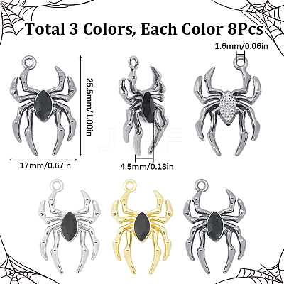24Pcs 3 Colors Blank Glass Spider Pendant FIND-SC0006-47-1