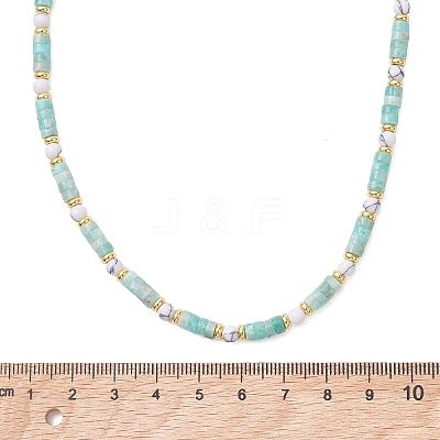 Round Synthetic Howlite & Natural Amazonite Heishi Beaded Necklaces for Women NJEW-JN06000-01-1