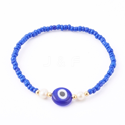 Glass Seed Beaded Stretch Bracelets BJEW-JB05969-02-1