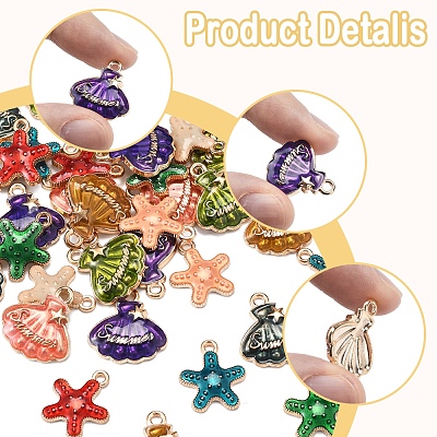 40Pcs 10 Styles Alloy Enamel Pendants ENAM-FS0002-66-1