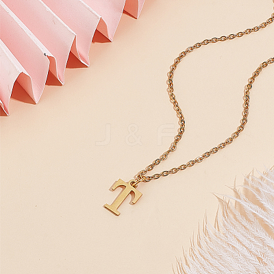 304 Stainless Steel Letter Pendant Necklaces NJEW-LP0001-53T-G-1