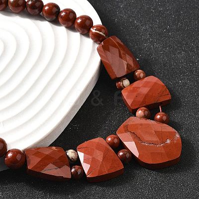 Natural Red Jasper Faceted Bib Graduated Beaded Necklaces for Women NJEW-B128-01O-1
