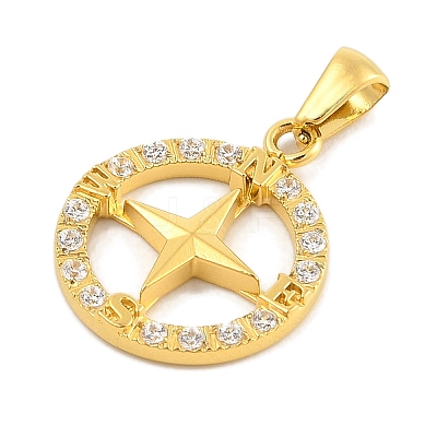 Ion Plating(IP) 304 Stainless Steel Micro Pave Cubic Zirconia Pendants STAS-D112-03G-01-1