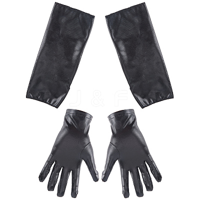 2 Pairs 2 Styles PU Leather Gloves AJEW-CL0003-16B-1