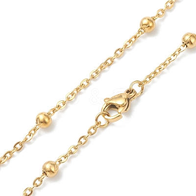PVD Vacuum Plating 304 Stainless Steel Cable Chain Necklaces NJEW-I248-16G-1