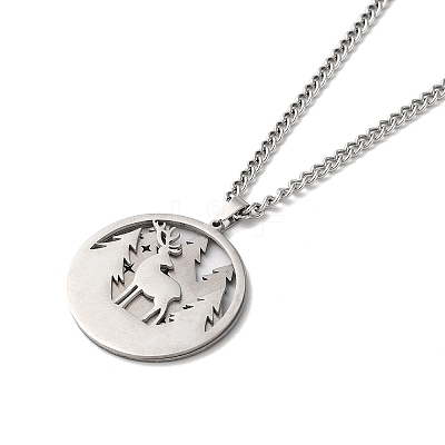 Non-Tarnish 304 Stainless Steel Double Layer Pendant Necklaces NJEW-D047-02P-1