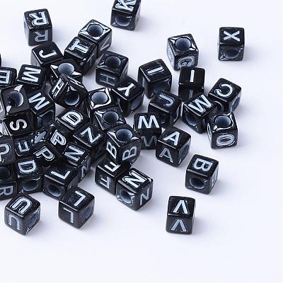 Craft Acrylic Horizontal Hole Letter Beads SACR-S201-12-7x7-1