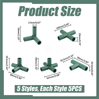 25Pcs 5 Styles PE Plastic Pipe Fittings Connectors KY-ME0001-08-1