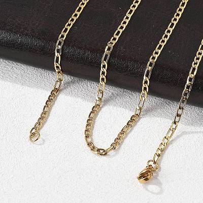 304 Stainless Steel Figaro Chain Necklaces STAS-F034-03G-1