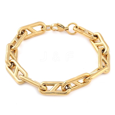 304 Stainless Steel Oval Link Chain Bracelets for Women Men BJEW-F488-49C-G-1