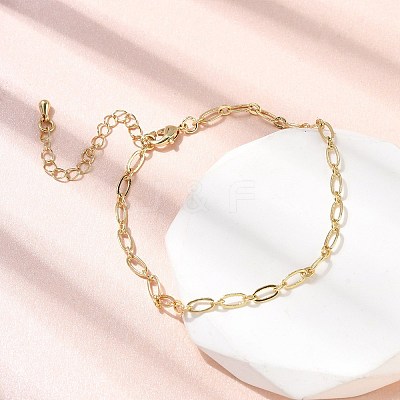 Brass Link Cable Chain Bracelet for Women BJEW-A065-02G-1