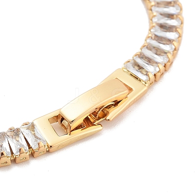 Brass Pave Clear Cubic Zirconia Rectangle Link Bracelets BJEW-B094-11A-G-1