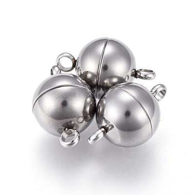 Tarnish Resistant 201 Stainless Steel Magnetic Clasps with Loops STAS-K200-03P-A-1