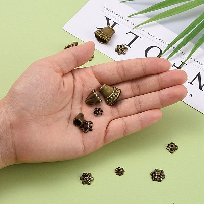 Tibetan Style Alloy Bead Caps TIBE-MSMC004-AB-1