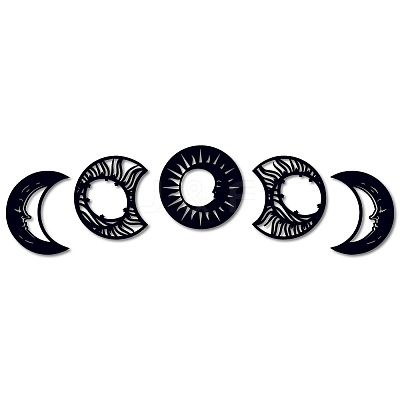 Wood Moon Phase Pendant Decoration HJEW-WH20013-007-1