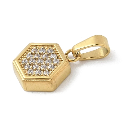 Ion Plating(IP) 304 Stainless Steel Micro Pave Cubic Zirconia Pendants STAS-Z107-02G-05-1