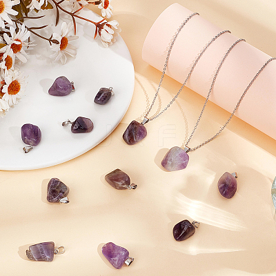 20Pcs Natural Amethyst Pendants G-BBC0001-50B-1