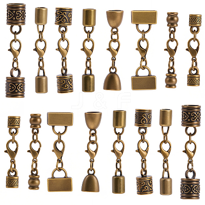 32Pcs 8 Styles Alloy Cord Ends HJEW-SC0003-09-1