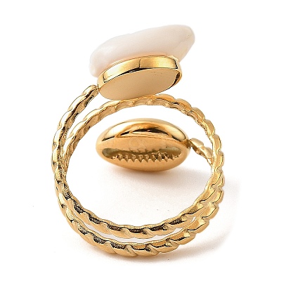 304 Stainless Steel Shell Open Cuff Rings for Women STAS-Z101-04G-1