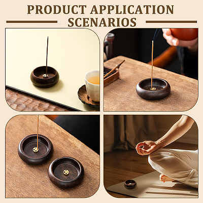 Round Wood Incense Burners Holder AJEW-WH0696-817A-1
