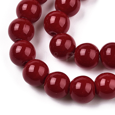 Opaque Solid Color Glass Beads Strands GLAA-T032-P8mm-05-1