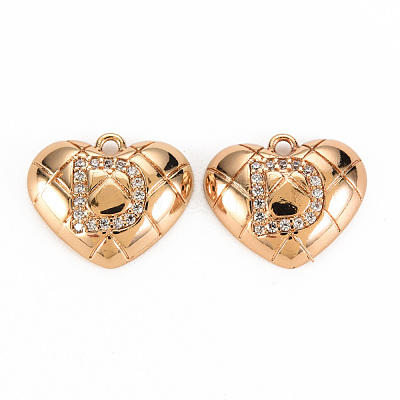 Brass Micro Pave Clear Cubic Zirconia Pendants KK-S360-144D-NF-1
