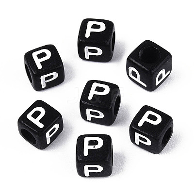 Initial Acrylic Horizontal Hole Beads OACR-ZX006-35P-1