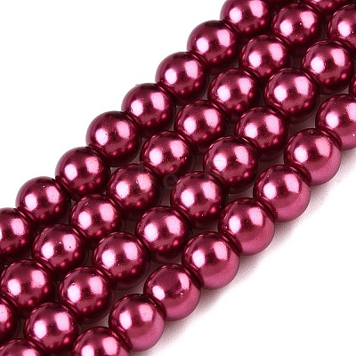 Baking Paint Pearlized Glass Pearl Round Bead Strands HY-Q003-10mm-14-1