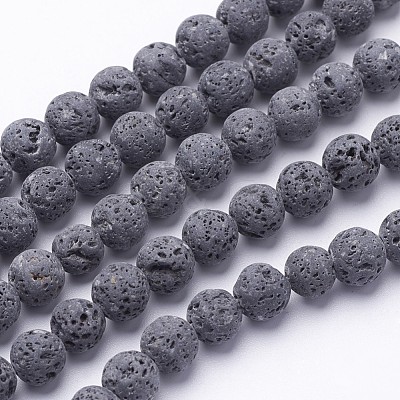 Unwaxed Natural Lava Rock Bead Strands X-G-F309-10mm-1