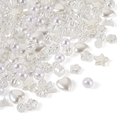 500Pcs 10 Style ABS Plastic Imitation Pearl Beads KY-BY0001-02-1